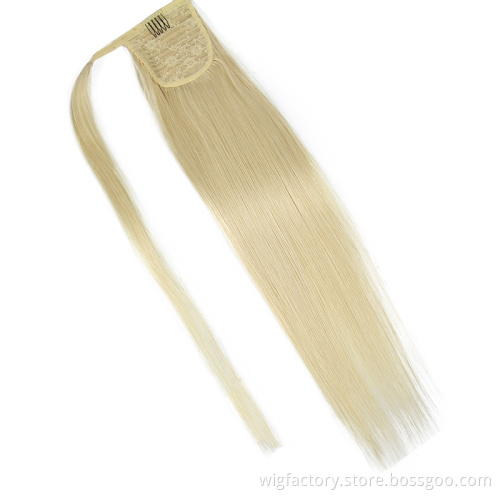 Long blonde ponytail human hair,100 cuticle aligned remy human hair ponytail extension,straight ponytail hair extensions 613